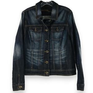 Rocks & Indigo Stretch Denim Trucker‎ Jacket M Dark Wash Western Y2K Layering